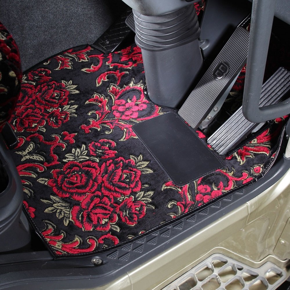 トラック用品 金華山 華恋 フロアマット レッド 運/助セット スーパーキャリー H30/05~【送料800円】拍卖