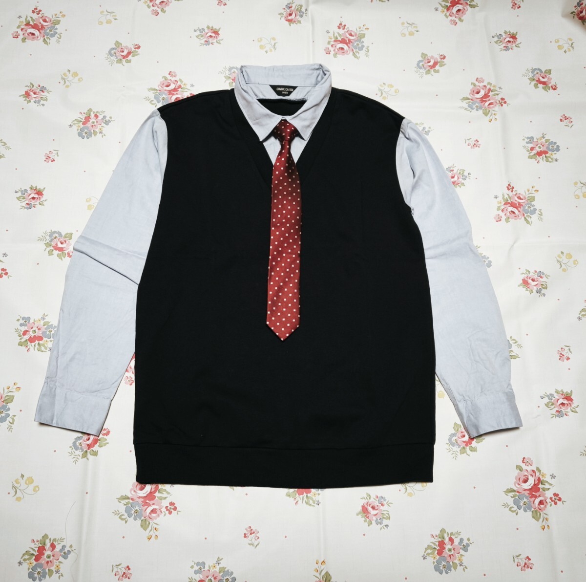 COMME CA ISMコムサイズム フェイクレイヤードシャツ ネクタイ付き 160サイズ拍卖