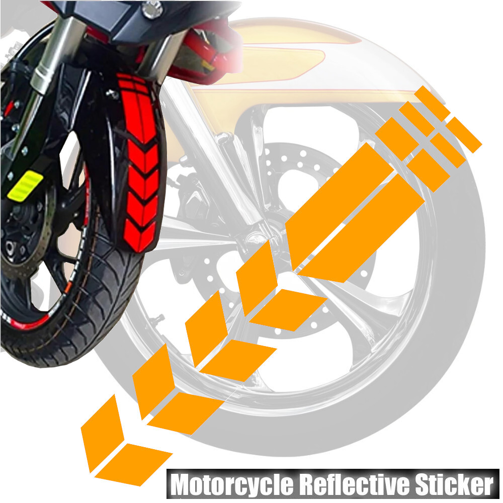【オレンジ】バイク用 反射ステッカー 矢印ストライプステッカー拍卖