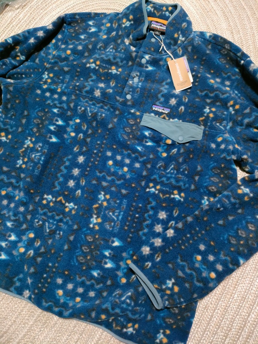 新品 定価16500 patagonia パタゴニア ライトウェイト シンチラ スナップ T プルオーバー XL ネイビー 総柄 フリース ジャケット メンズ拍卖