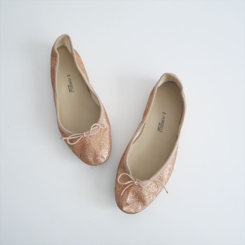 2024 / IENA購入品 イエナ / PORSELLI ポルセリ / グリッターバレエシューズ 38 / 24093910005610 / 2410-0734拍卖