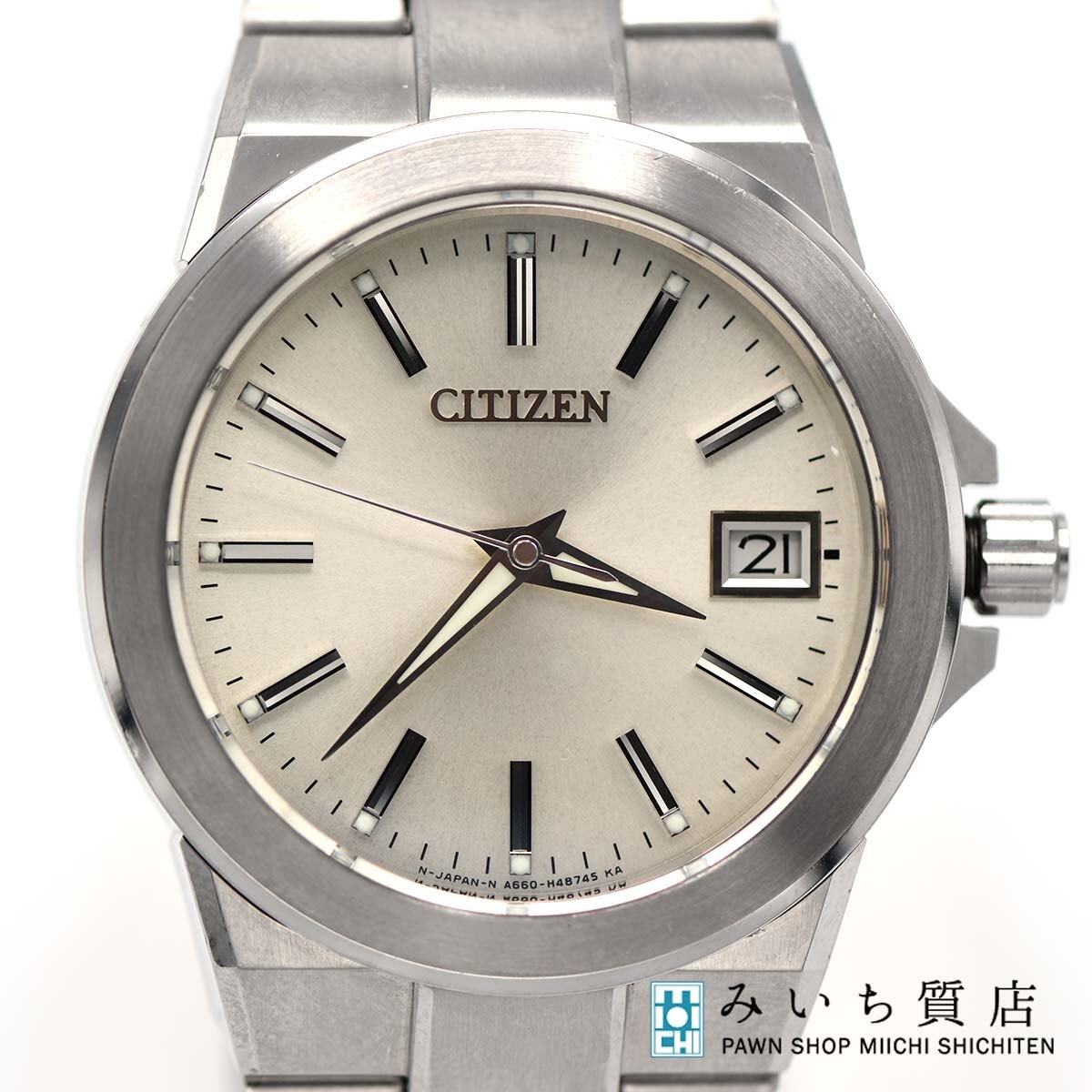 質屋 腕時計 稼働 CITIZEN シチズン The CITIZEN ザ・シチズン A660-T003176 クォーツ シルバー色文字盤 ベルト社外品 H7255 みいち質店拍卖
