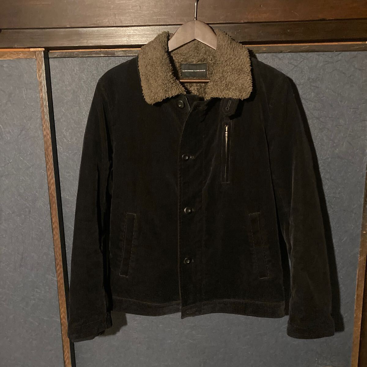 ラウンジリザード lounge lizard コーデュロイボアジャケット 黒 ブラック サイズ2拍卖