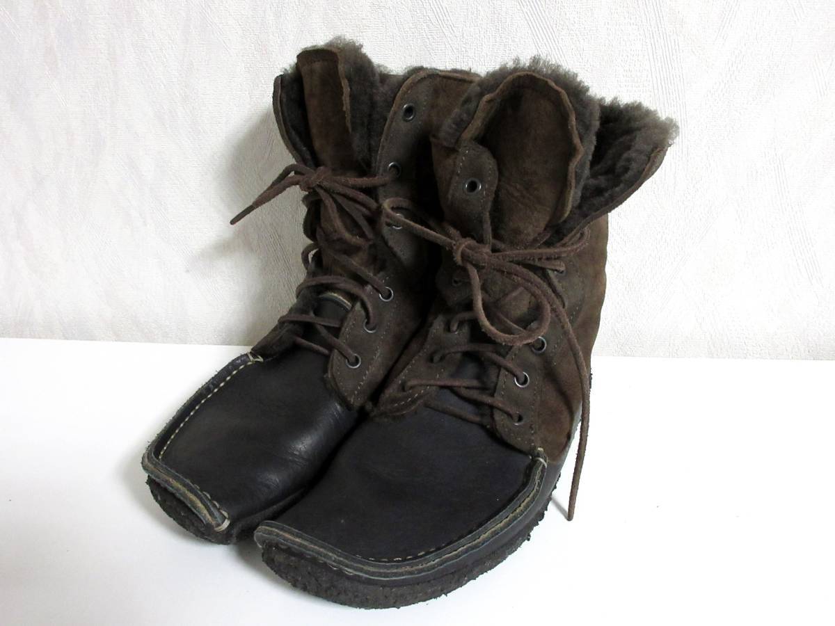 プントピグロ Punto Pigro ムートン レザー モカシン ブーツ 37 ダークブラウン hj1402拍卖