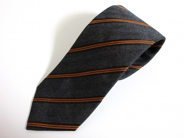 ティノコズマ TINO COSMA レジメンタル ネクタイ グレー オレンジ yg6871拍卖
