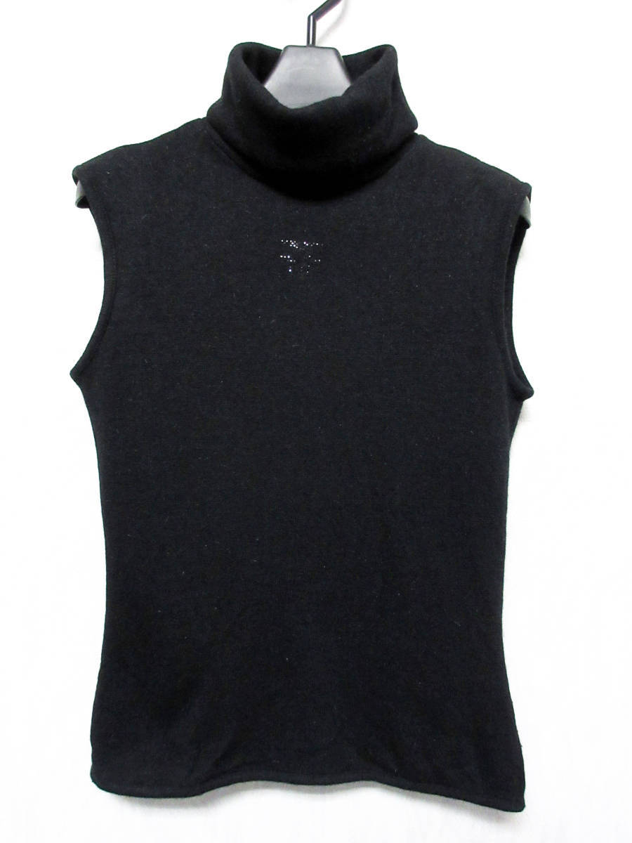 フェンディ FENDI jeans タートルネック ノースリーブニット 黒 ブラック 40 ラインストーン yg6832拍卖