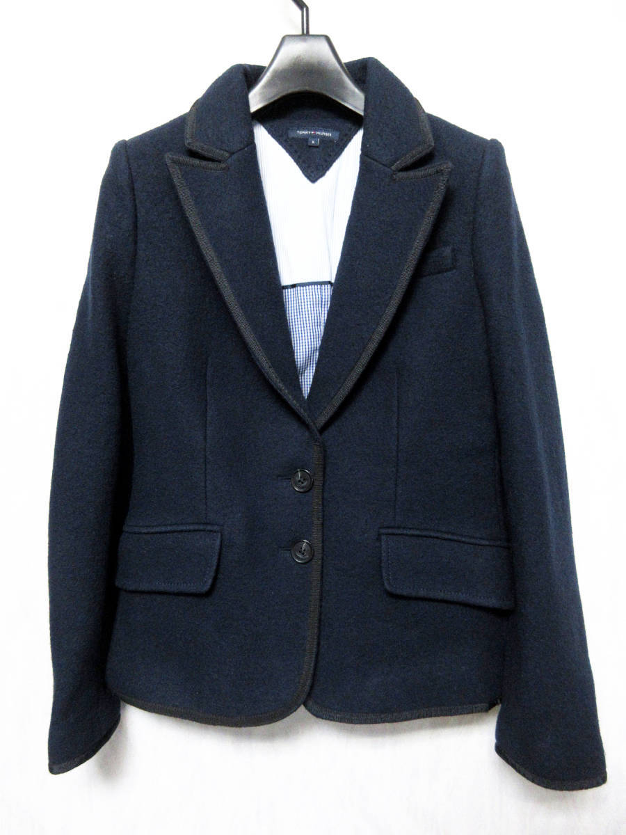 TOMMY HILFIGER トミーヒルフィガー ウール テーラードジャケット 6 ネイビー kn2284拍卖