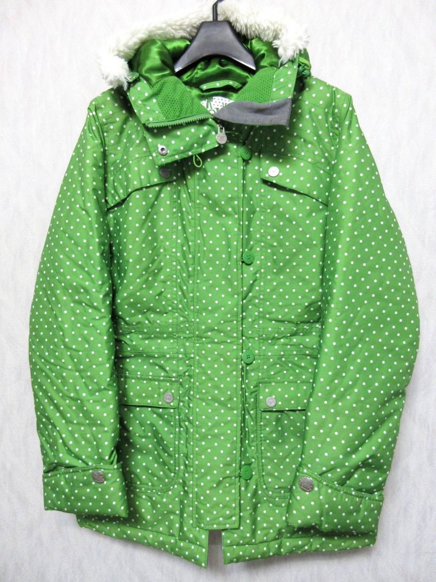 ロキシー ROXY ドット スノーボードウェア ジャケット レディース S グリーン kn2290拍卖