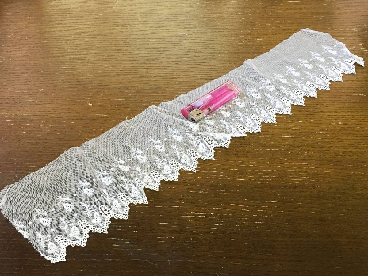 b. フランス アンティークレース お花 刺繍 手編み チュールレース ドール衣装や小物制作にも ビスクドール拍卖