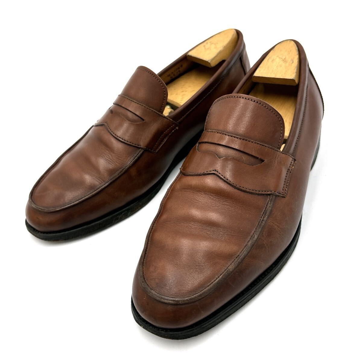 I * 英国製 '至高の逸品' Toricker's トリッカーズ SHIPS シップス 別注 本革 コインローファー / ペニーローファー UK8 メンズ 紳士靴拍卖