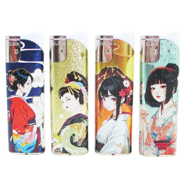 和柄 ジェットライター D07H 芸者/和服 ELBON 使い捨て ターボライター リーインx20個セット卸 柄お任せ/送料無料拍卖