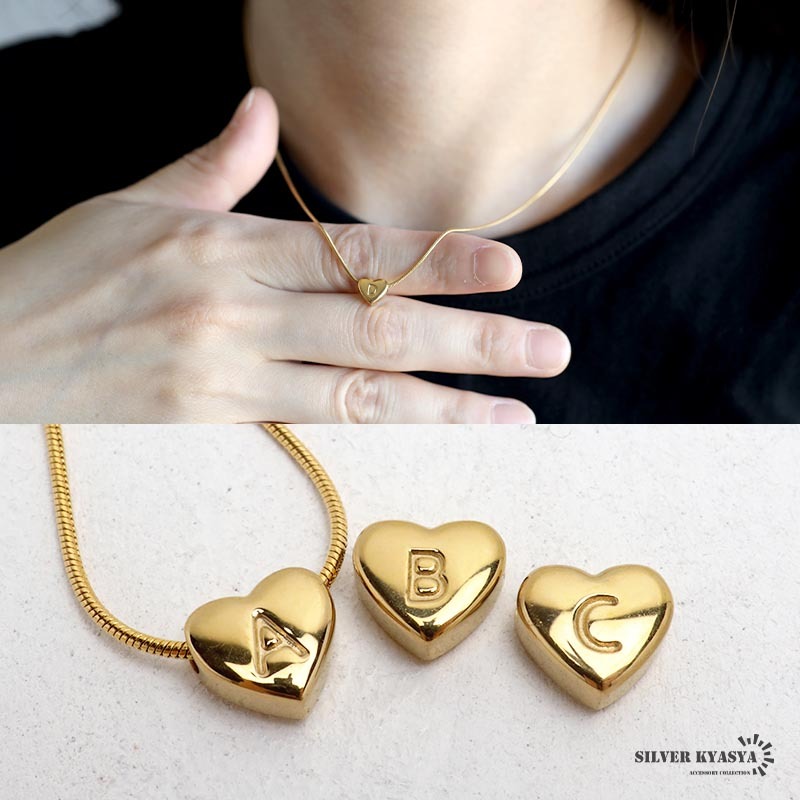 (Z、60cm) イニシャルネックレス ゴールド ハートネックレス ステンレス 18KGP スネークチェーン 金属アレルギー対応拍卖