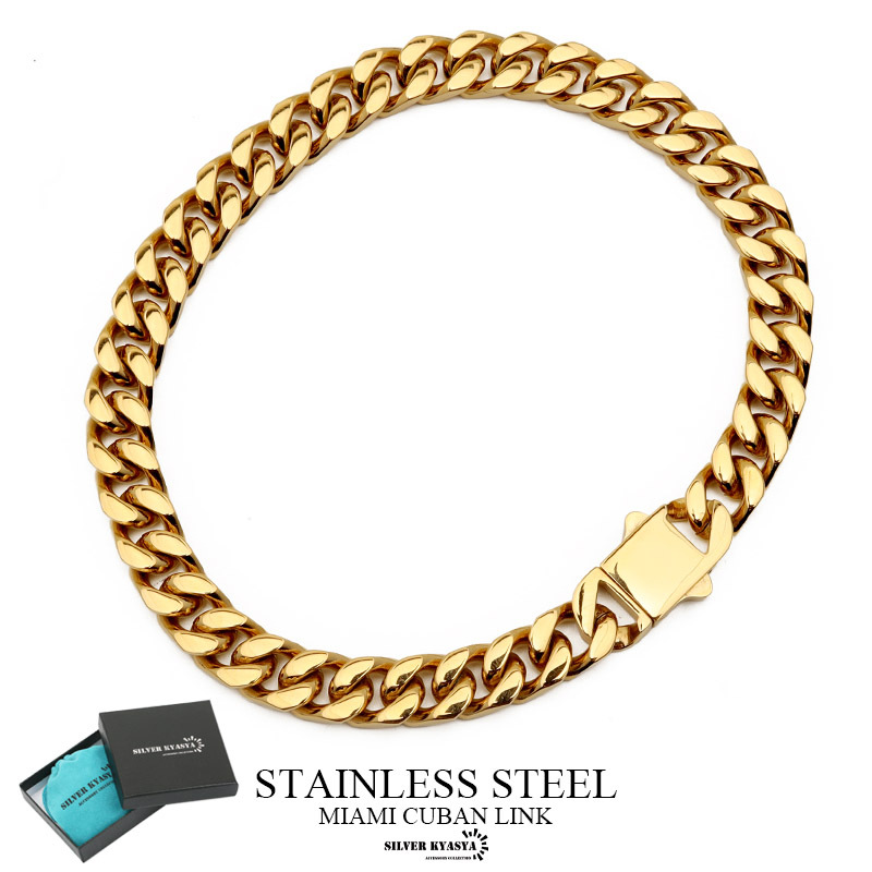 (7inch(約18cm)) 幅7mm ステンレス 喜平チェーンブレスレット 4面カット 18k GP gold ゴールド BOX拍卖