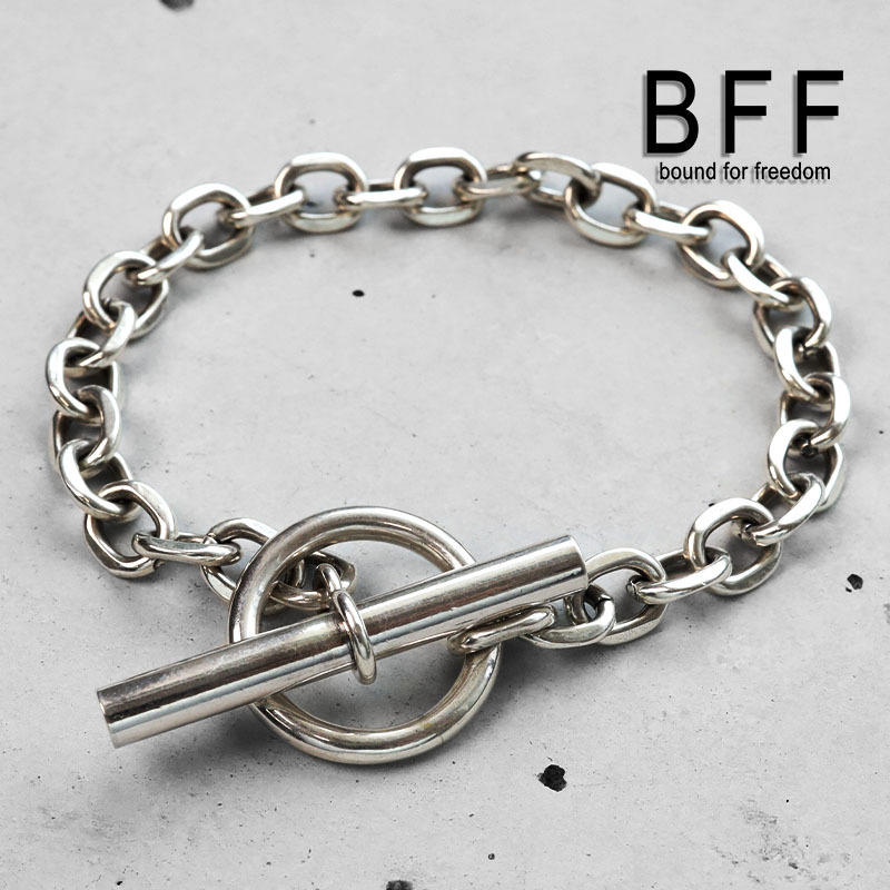 (21.5cm) BFF ブランド 幅8mm マンテル チェーンブレスレット 925 重厚感 金属アレルギー対応 専用BOX付属拍卖