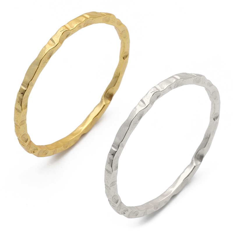 (ゴールド、5号) シルバー925 リング 指輪 シルバー 極細 シンプル でこぼこ 重ね付け 18KGP ゴールド拍卖