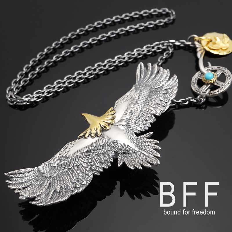 BFF ブランド イーグルネックレス シルバー925 フェザー 羽根 ネイティブ S925 金属アレルギー対応 専用BOX付属拍卖