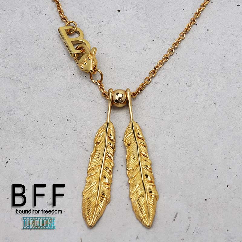 BFF ブランド フェザーネックレス ゴールド シルバー925 S925 銀 メンズ 金属アレルギー対応 専用BOX付属拍卖