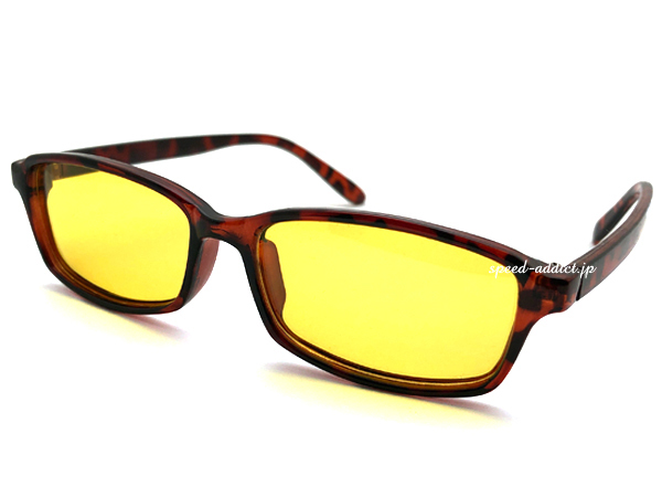 NIGHT DRIVE POLARIZED SQUARE NARROW SUNGLASS べっ甲 × YELLOW/ナイトドライブ偏光スクエアナローサングラスデミバイカーシェード運転拍卖