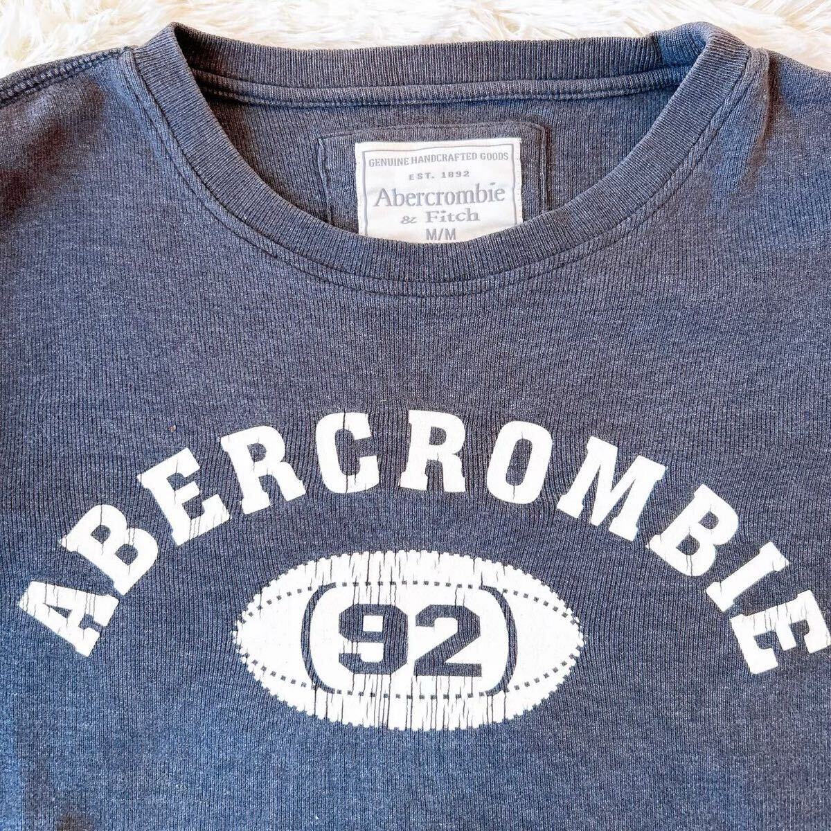アバクロンビー&フィッチ スウェット トレーナー 長袖 ロゴ M 紺 アバクロ abercrombie & Fitch Sweatshirt navy 春 秋 重ね着拍卖
