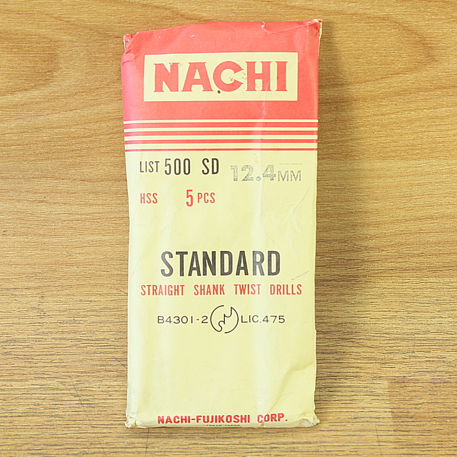 未使用)5本☆ナチ/NACHI φ12.4mm ツイストドリル HSS ストレートシャンクドリル拍卖