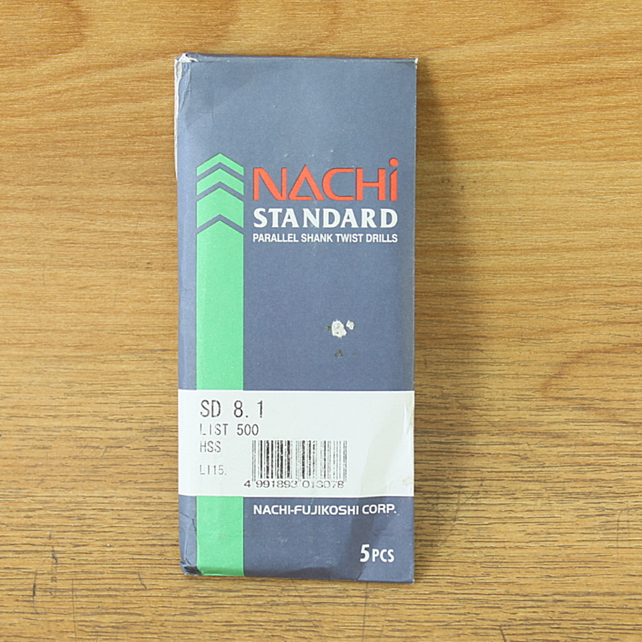 未使用)5本☆ナチ/NACHI φ8.1mm ツイストドリル HSS ストレートシャンクドリル 拍卖