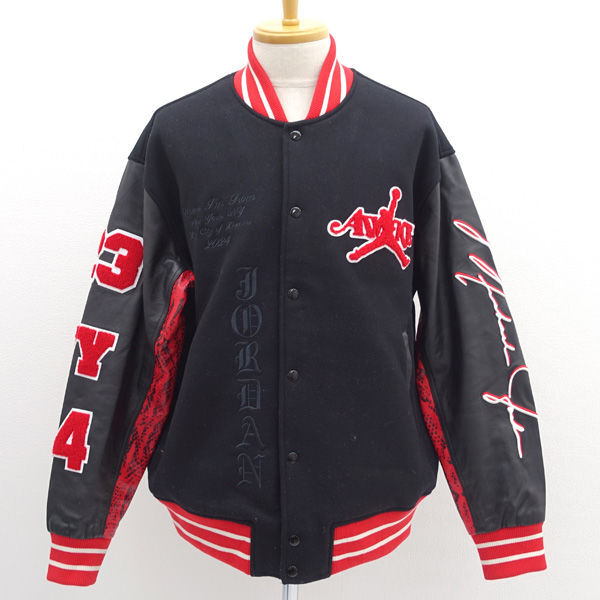 ★ ジョーダンアウェイクニューヨーク スタジャン バーシティ 袖レザー ブラック×レッド サイズL FQ5439-657 (0220513991)拍卖