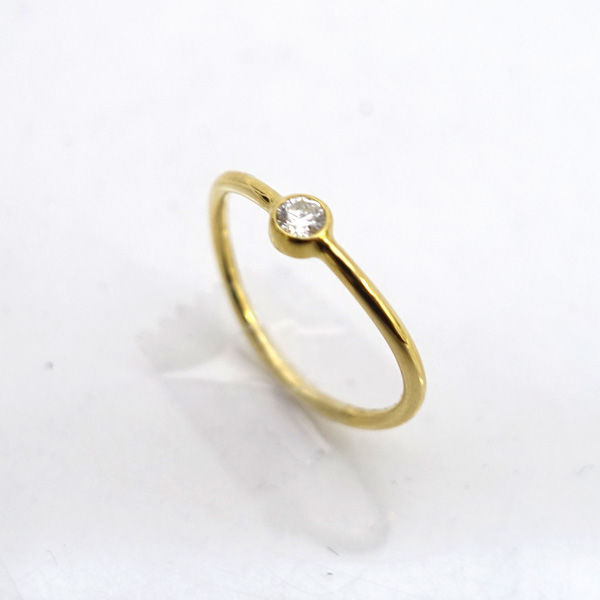 ★ ティファニー K18 ウェーブシングルロウ リング 1粒 1P ダイヤ 7号 (0220514034)拍卖