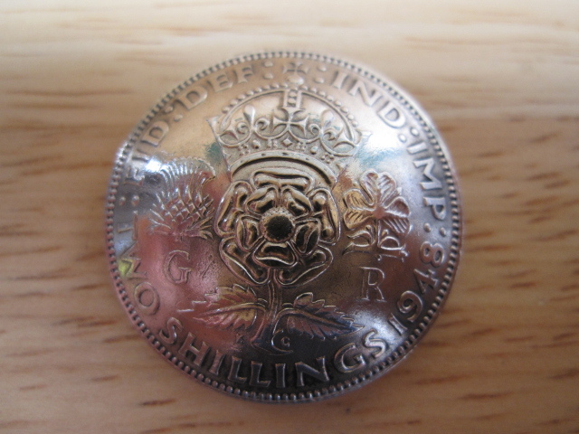 コンチョ イギリス2シリング ジョージ6世 バラと王冠 30mm拍卖