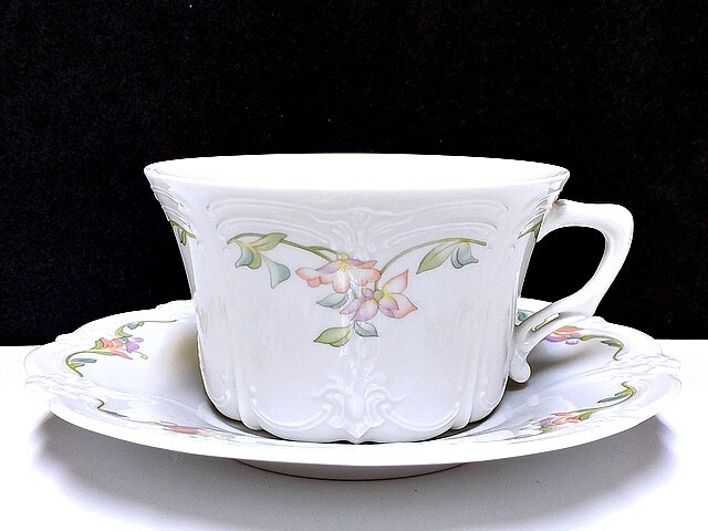 3QV売切!税無し☆ティルシェンロイト★バロネス★カップ&ソーサー★花柄★TIRSCHENREUTH BAVARIA★ドイツ★現状★現品限り★0221-4拍卖