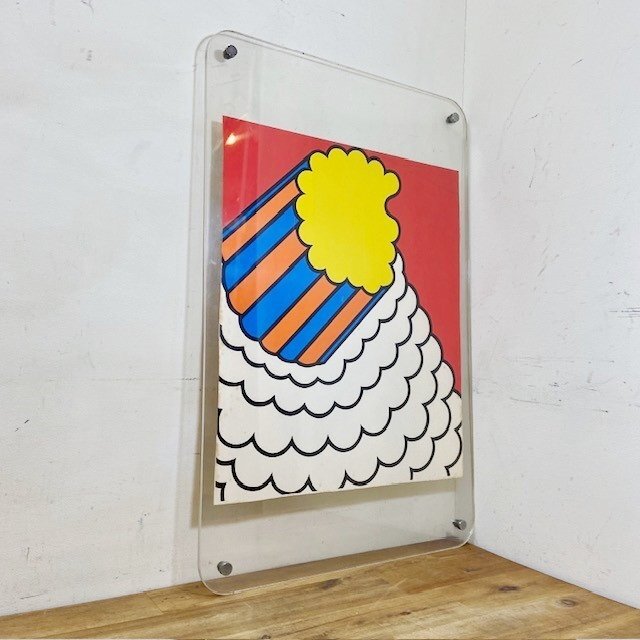 アメリカ ヴィンテージ アートフレーム Nicholas Krushenick 60′s シルクスクリーン インテリア ディスプレイ 額縁 店舗備品【B3267】拍卖