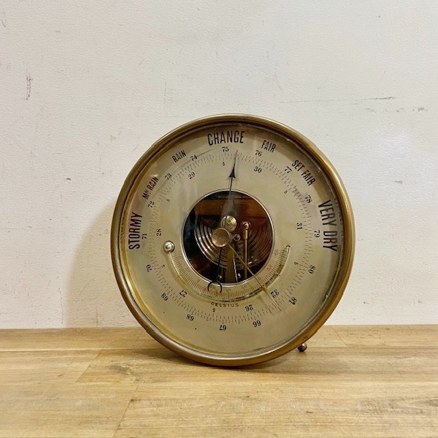 イギリス 英国 ENGLAND ヴィンテージ アンティーク 1900’s バロメーター 気圧計 気象計 アネロイド インテリア ディスプレイ【B1906】拍卖