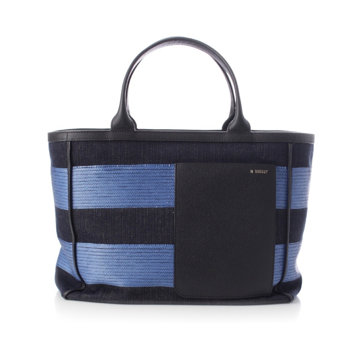 ヴァレクストラ キャンバス デニム 牛革 トートバッグ ブルー ミディアム【中古】拍卖