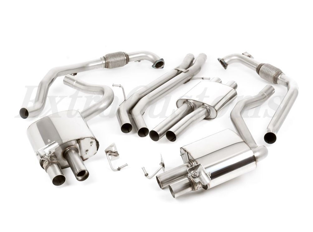 MILLTEK キャタバックエキゾースト アウディ S4 3.0ターボ V6 B9 セダンandワゴンresonated Eマーク付き 4本出しセラコートブラック GT-90拍卖