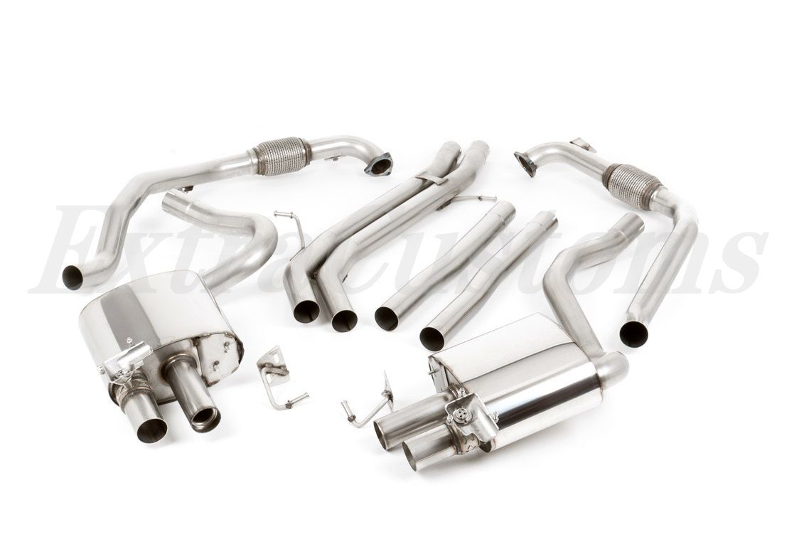 MILLTEK キャタバックエキゾースト アウディ S4 3.0 ターボ V6 B9 セダンand ワゴン non-resonated 4本出し セラコートブラック オーバル拍卖