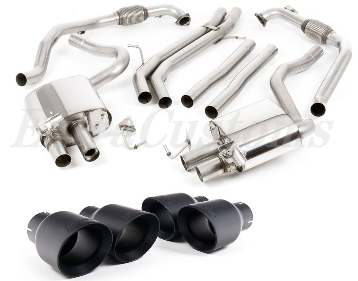 MILLTEK キャタバックエキゾーストアウディ S4 3.0 ターボ V6 B9 セダンand ワゴン non-resonated 4本出し GT-100 セラコートブラック拍卖