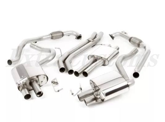 MILLTEK キャタバックエキゾーストアウディ S4 3.0ターボ V6 B9 セダンandワゴン resonated Eマーク付き 4本出し ポリッシュ GT-90拍卖