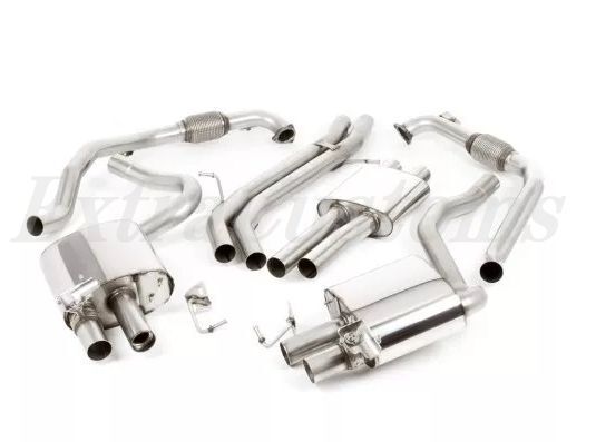 MILLTEK キャタバックエキゾーストアウディ S4 3.0ターボ V6 B9 セダンandワゴン resonated Eマーク付き 4本出し チタン GT-100拍卖