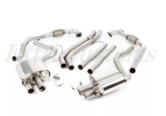 MILLTEK キャタバックエキゾーストアウディ S4 3.0 ターボ V6 B9 セダンand ワゴン non-resonated 4本出し GT-90 ポリッシュ拍卖