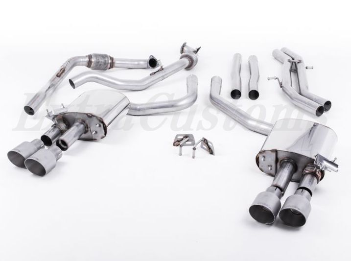 MILLTEK キャタバックエキゾースト アウディ S5 3.0 V6 ターボ Sportback B9 non-resonated 4本出し チタン GT-100拍卖