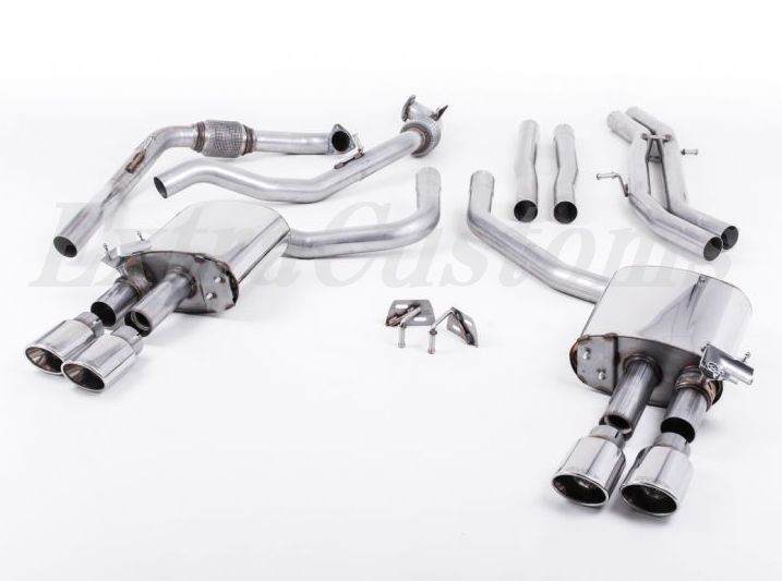 MILLTEK キャタバックエキゾースト アウディ S5 3.0 V6 ターボ Sportback B9 non-resonated 4本出し ポリッシュ オーバル拍卖