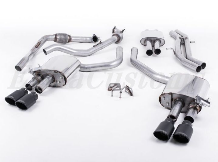 MILLTEK キャタバックエキゾースト アウディS5 3.0 V6 ターボ Sportback B9 resonated 4本出し Eマーク付き セラコートブラック オーバル 拍卖