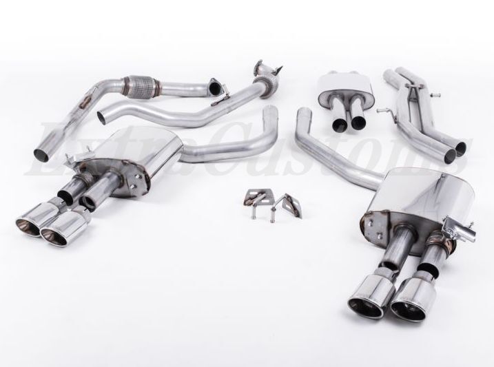 MILLTEK キャタバックエキゾーストアウディ S5 3.0 V6 ターボ Sportback B9 resonated 4本出し Eマーク付き ポリッシュ オーバル拍卖