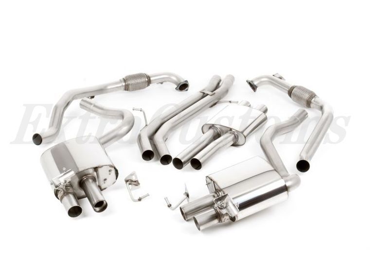 MILLTEK キャタバックエキゾースト アウディ S4 3.0 ターボ V6 B9 セダン&ワゴンresonated 4本出し Eマーク付き GT-100 ポリッシュ拍卖