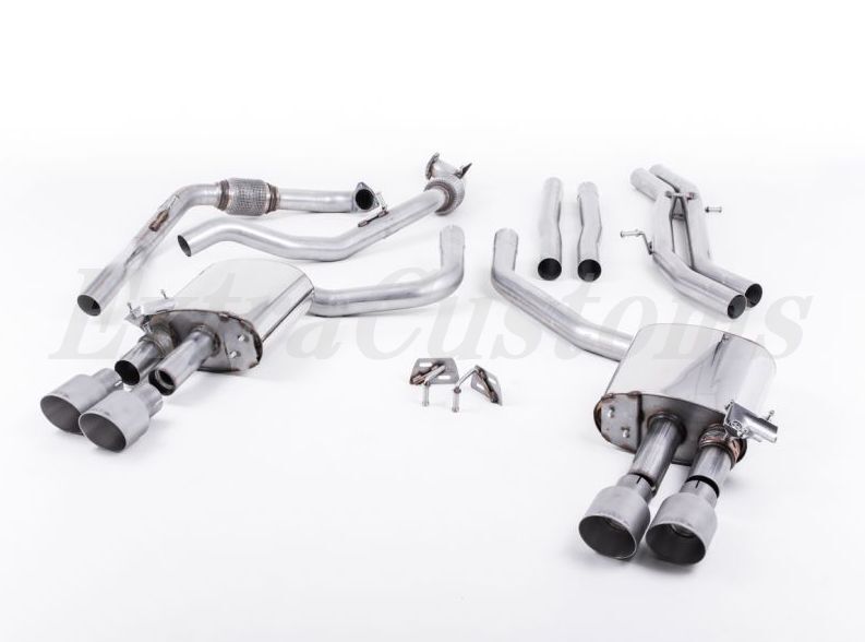 MILLTEK ミルテック キャタバックエキゾースト アウディ S4 3.0 ターボ V6 B9 セダン & ワゴン non-resonated 4本出し GT-100 チタン拍卖