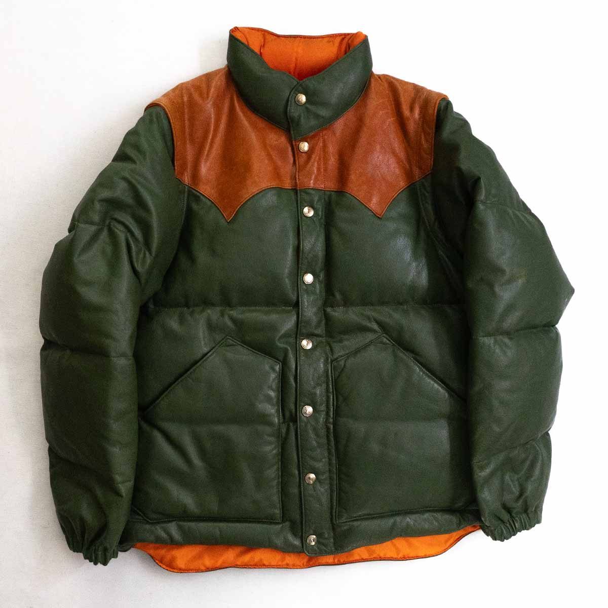 【雰囲気抜群】RAINBOW COUNTRY【レザーダウンジャケット】L レインボーカントリー ダウンベスト 25020593拍卖