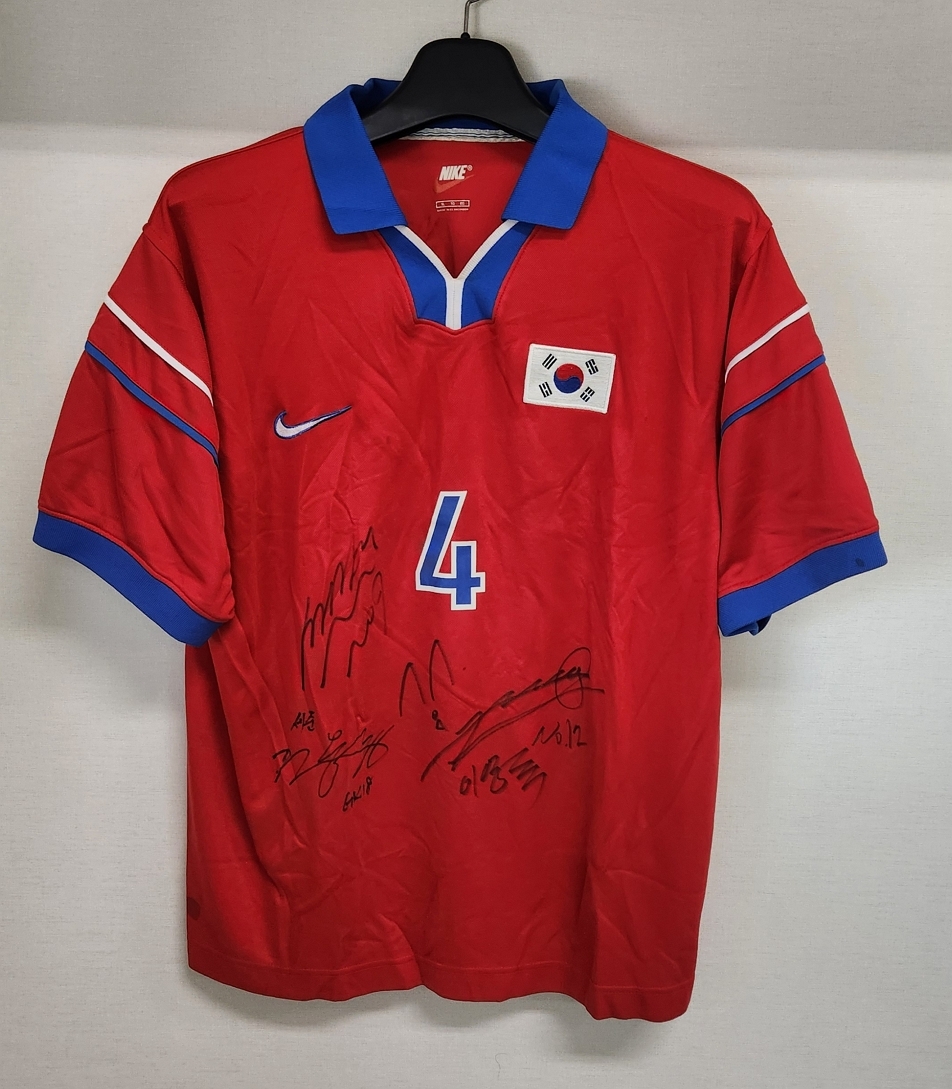 98-99 韓国(H)$.4 朴珍燮 パクジンソプ 選手用長袖 実使用着用 2000シドニー五輪メンバーサイン入り KFA Nike正規 XL拍卖