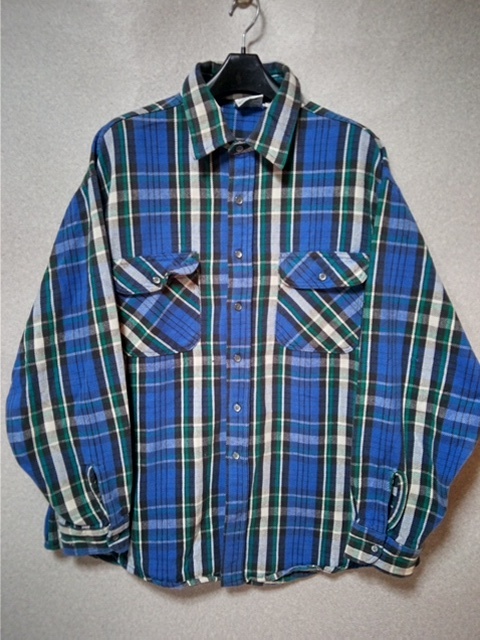 USA製 プレンティス prentiss 青黒緑白 コットン ヘビネル XL アメカジ 古着 ヴィンテージ拍卖