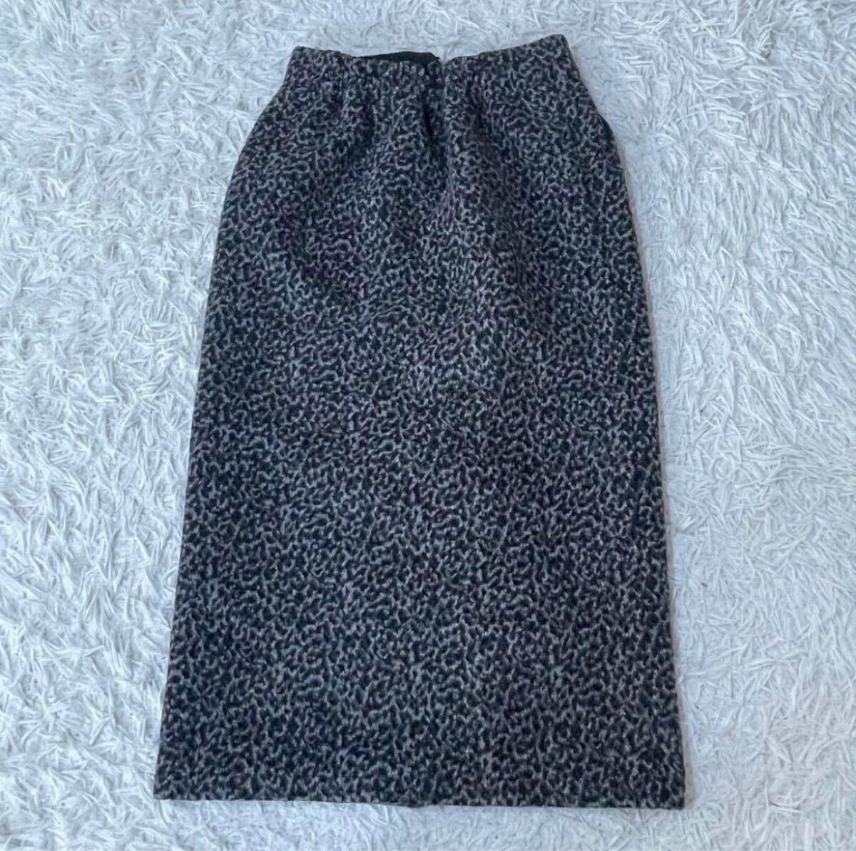 PAGEBOY ページボーイ レディース ロング タイトスカート レオパード柄 Sサイズ アクリル ナイロン レーヨン ウール 綿 秋冬拍卖