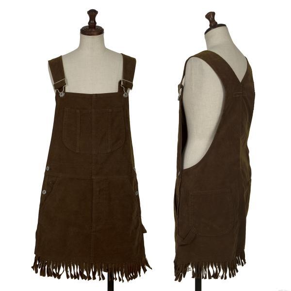 ジュンヤワタナベマンピンク コムデギャルソン コットンフェイクスウェードフリンジジャンパースカート 焦げ茶M拍卖