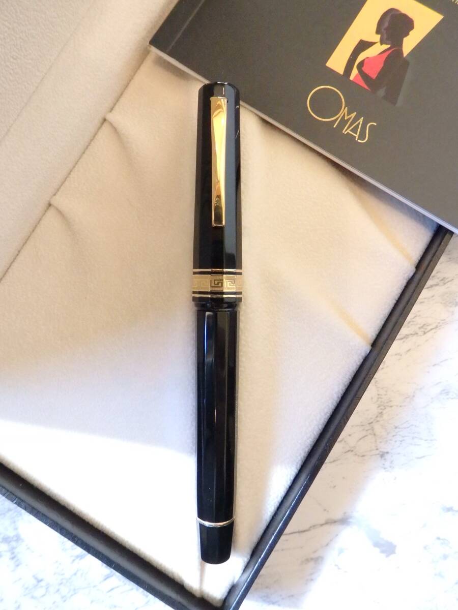 ◆【きれいなお品】Omas オマス EXTRA ブラックGT万年筆 吸入式 ペン先:18K750ソリッドゴールド M(稼働品)拍卖
